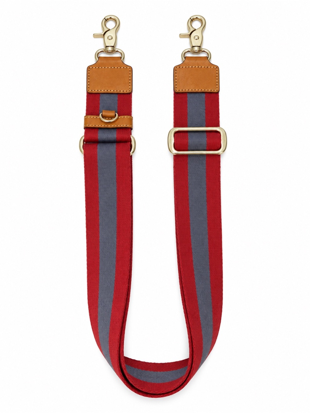 MZ Wallace Extra Wide Multi Color Striped Webbed Guitar Strap Gold